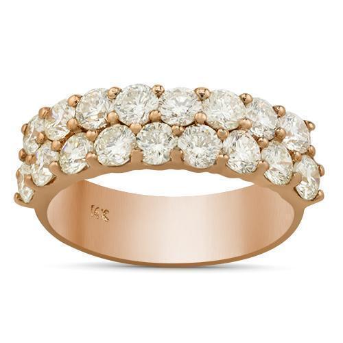 Diamond Two Row Wedding Band in 14k White Gold 3.25 Ctw