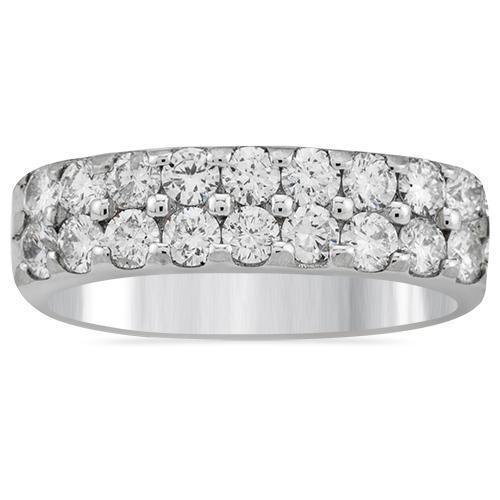 Eighteen Stone Round Diamond Ring in 14k White Gold 1.20 Ctw