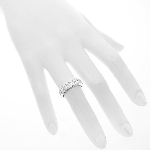 Emerald Cut Five Stone Diamond Anniversary Ring 1.50 Ctw in 14K White Gold