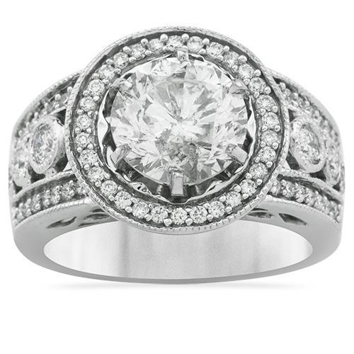 Five Diamond Stone Anniversary Ring in 14k White Gold 3.73 Ctw