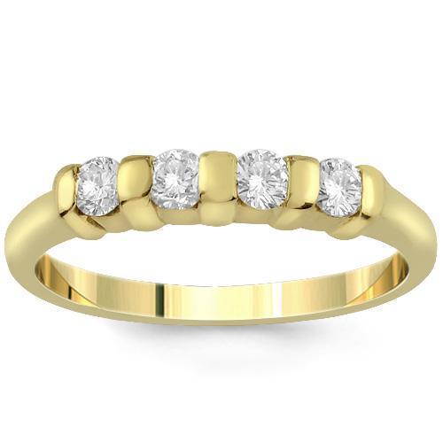 Four Stone Tension Set Diamond Anniversary Band in 14k Yellow Gold