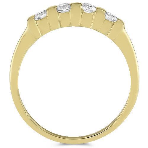 Four Stone Tension Set Diamond Anniversary Band in 14k Yellow Gold