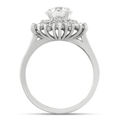 GIA Certified Diamond Cocktail Ring in 14k White Gold 2.02 Ctw