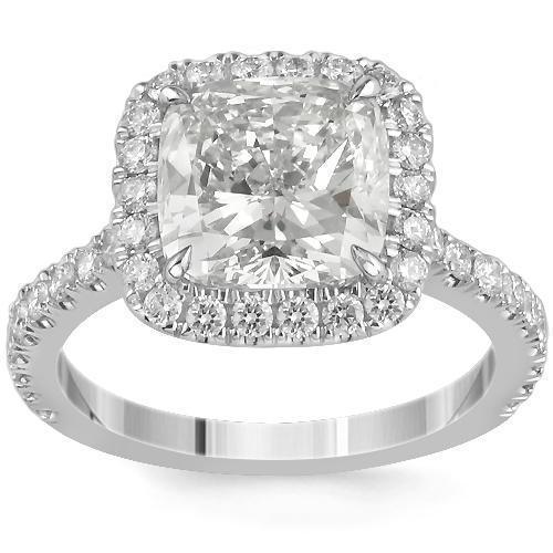 Gorgeous 18K White Solid Gold Diamond Engagement Ring 3.82 Ctw