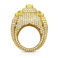 Thumbnail for High End Mens Designer Yellow & White VS Diamond Pinky Ring in 14k Yellow Gold 16.93 Ctw