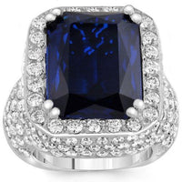 Thumbnail for Large Diamond and Gold Men's  Blue Sapphire Ring 18 Ctw
