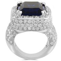 Thumbnail for Large Diamond and Gold Men's  Blue Sapphire Ring 18 Ctw