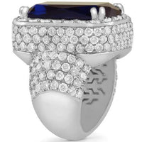 Thumbnail for Large Diamond and Gold Men's  Blue Sapphire Ring 18 Ctw
