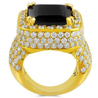 Thumbnail for Large Diamond and Yellow Solid Gold Men's Black Onyx Ring 18 Ctw