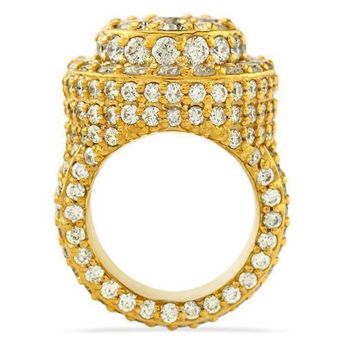 Large Mens Diamond Pinky Ring in 14k Yellow Gold 7.30 Ctw