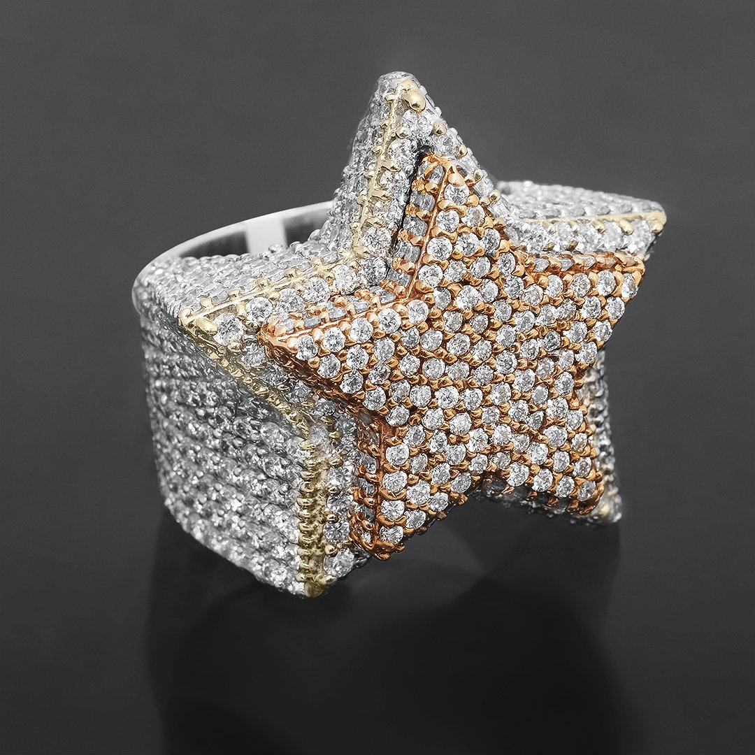 14k White Gold Diamond Star Ring 5.75 Ctw