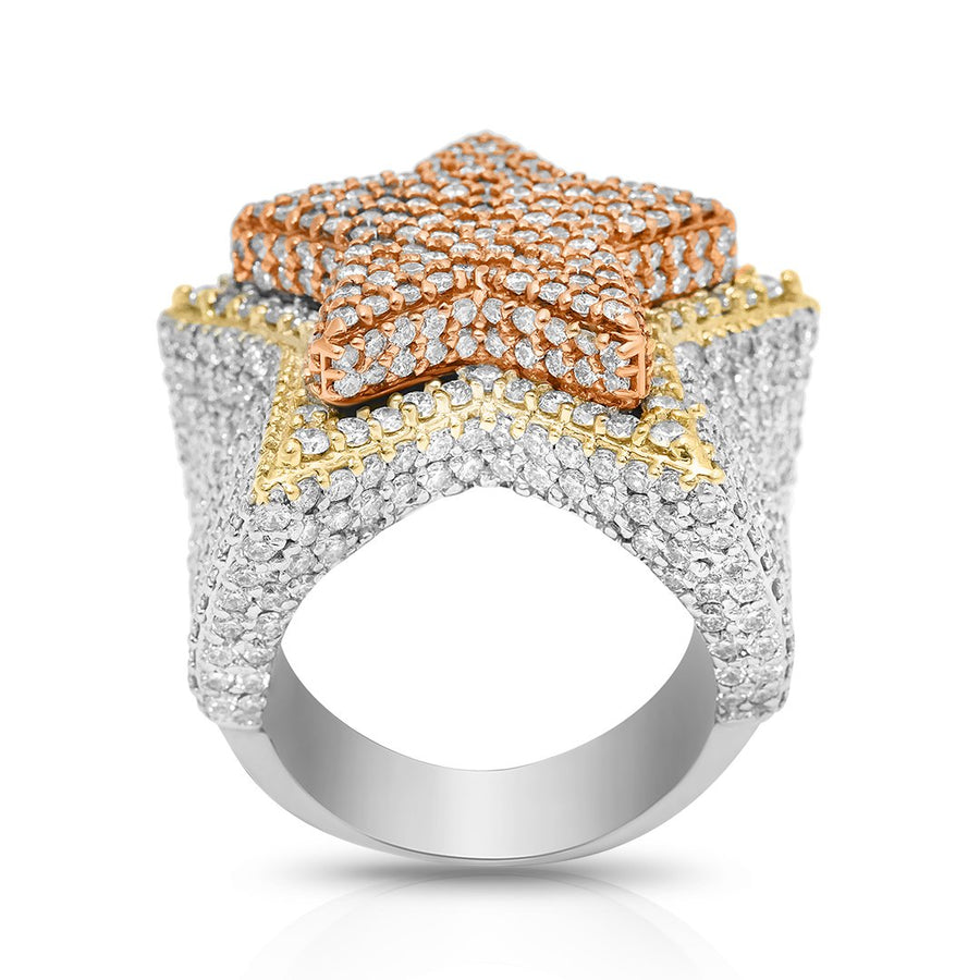 14k White Gold Diamond Star Ring 5.75 Ctw