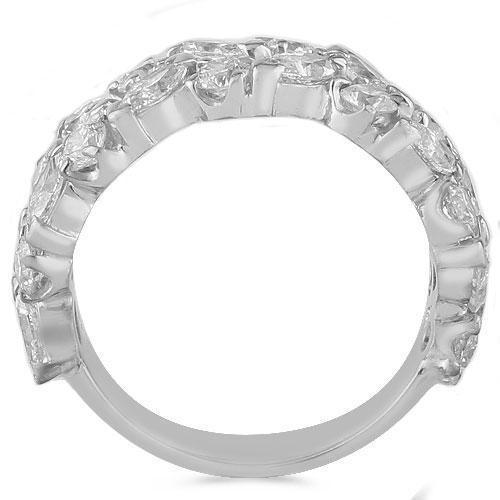 Marquise and Round Diamond Ring In 18K White Solid Gold 3.50 Ctw