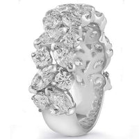 Thumbnail for Marquise and Round Diamond Ring In 18K White Solid Gold 3.50 Ctw