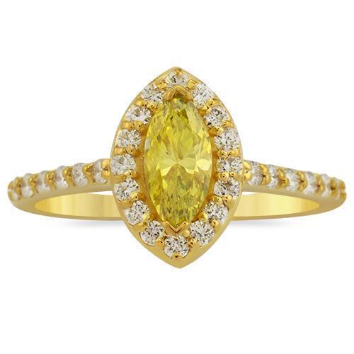 Marquise Yellow Diamond Ring in 14k Yellow Gold 1.09 Ctw