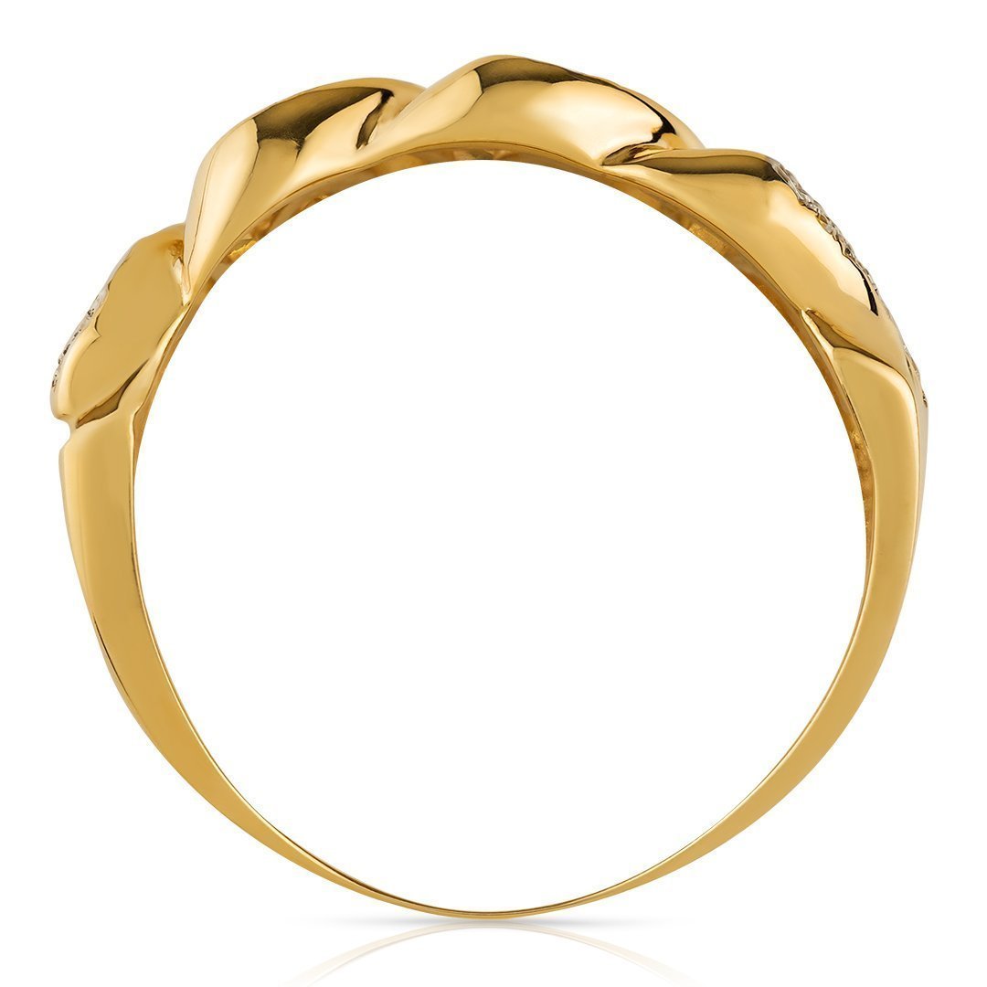 Mens Diamond Cuban Link Ring 14k Yellow Gold 0.75 Ctw