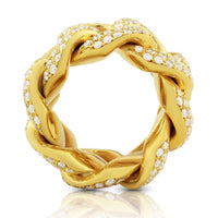 Thumbnail for Mens Diamond Cuban Link Ring 14k Yellow Gold 6.50 Ctw