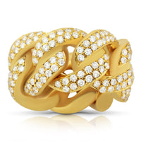 Thumbnail for Mens Diamond Cuban Link Ring 14k Yellow Gold 6.50 Ctw