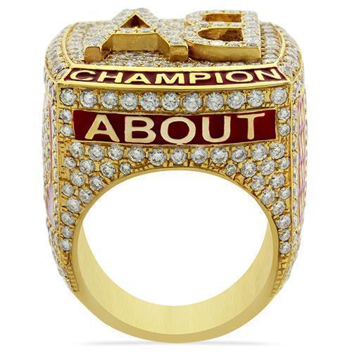 Mens Diamond Custom "AB" Championship Ring 14k Yellow Gold 6 Ctw