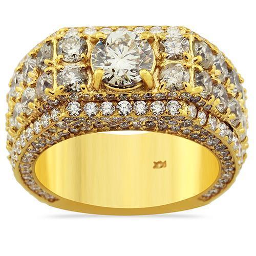 Mens Diamond Pinky Ring in 14k Yellow Gold 10.74 Ctw