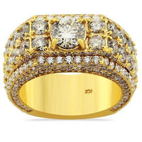 Thumbnail for Mens Diamond Pinky Ring in 14k Yellow Gold 10.74 Ctw