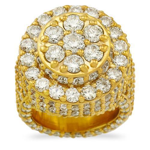 Mens Diamond Pinky Ring in 14k Yellow Gold 9.68 Ctw