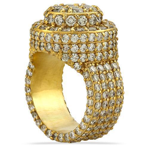 Mens Diamond Pinky Ring in 14k Yellow Gold 9.68 Ctw