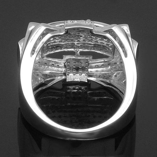 Mens Diamond Ring in 10K White Solid Gold 0.63 Ctw