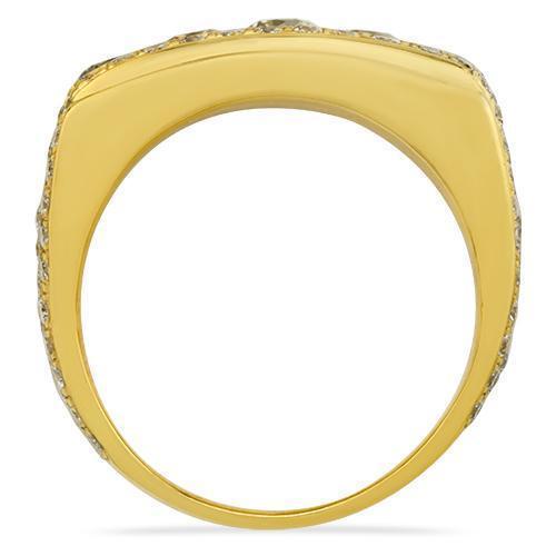Mens Five Stone Diamond Ring in 14k Yellow Gold 3.70 Ctw