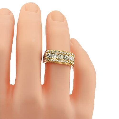 Mens Five Stone Diamond Ring in 14k Yellow Gold 3.70 Ctw