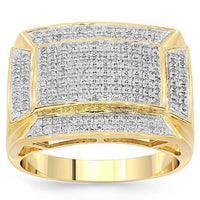 Thumbnail for Mens Pave Diamond Ring in 10K Yellow Solid Gold 0.52 Ctw