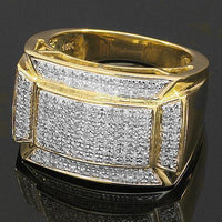 Thumbnail for Mens Pave Diamond Ring in 10K Yellow Solid Gold 0.52 Ctw