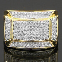 Thumbnail for Mens Pave Diamond Ring in 10K Yellow Solid Gold 0.52 Ctw