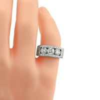 Thumbnail for Mens Three Stone Diamond Ring in 14k White Gold 4.18 Ctw
