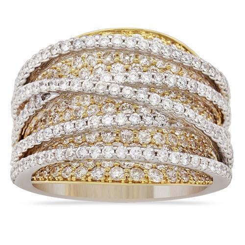 Modern Diamond Cocktail Ring in 18k Yellow Gold 2.99 Ctw