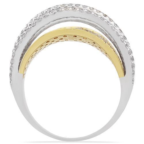 Modern Diamond Cocktail Ring in 18k Yellow Gold 2.99 Ctw