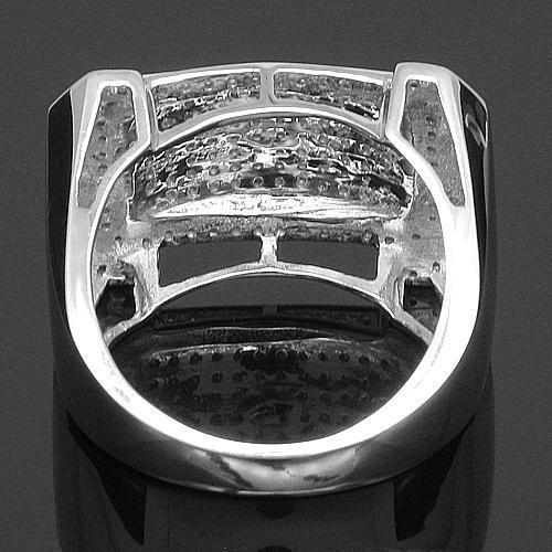 Pave Mens Diamond Ring in 10K White Solid Gold  0.55 Ctw