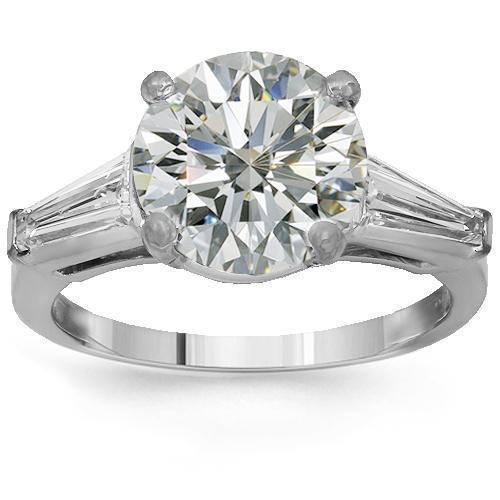 Platinum 950 Diamond Bridal Ring Set 4.56 Ctw