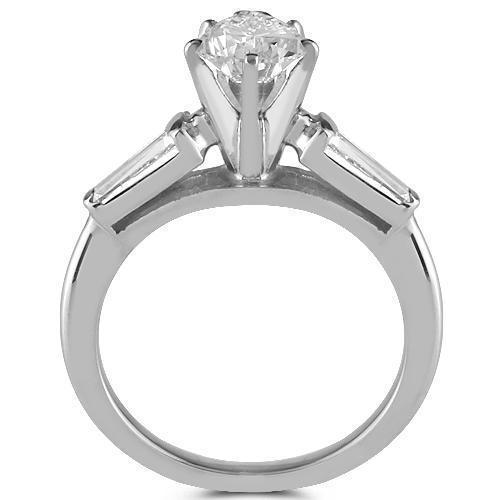 Platinum Diamond Bridal Ring Set with GIA Certified Pear Shape Diamond Stone 1.81 Ctw