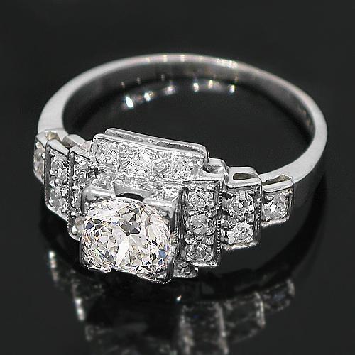 Platinum Diamond Engagement Ring 0.98 Ctw