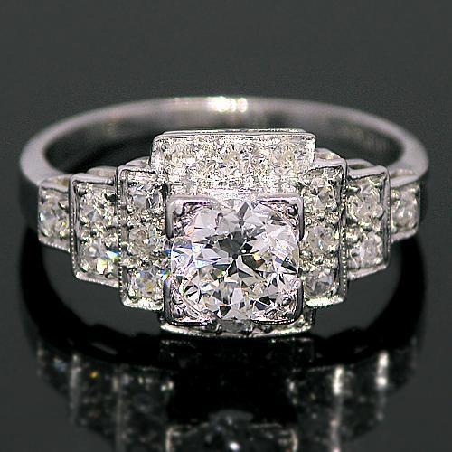 Platinum Diamond Engagement Ring 0.98 Ctw