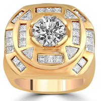 Thumbnail for Platinum Mens Designer Large Diamond Ring 6.75 Ctw