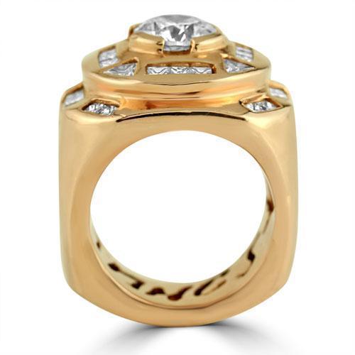 Platinum Mens Designer Large Diamond Ring 6.75 Ctw