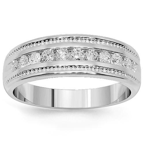 Platinum(Non-Gold) Platinum Mens Diamond Wedding Band 0.50 Ctw
