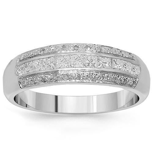 Platinum Mens Diamond Wedding Ring Band 0.55 Ctw