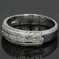 Thumbnail for Platinum Mens Diamond Wedding Ring Band 0.55 Ctw
