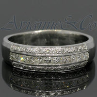 Thumbnail for Platinum Mens Diamond Wedding Ring Band 0.55 Ctw