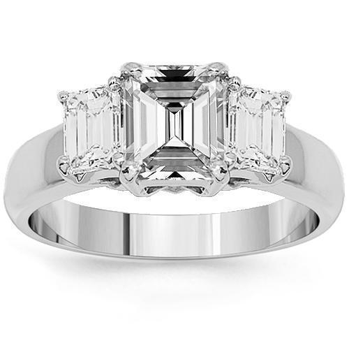 Platinum Three Stone Diamond Engagement Ring 1.71 Ctw