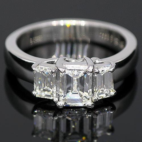 Platinum Three Stone Diamond Engagement Ring 1.71 Ctw
