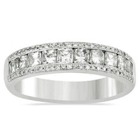 Thumbnail for Princess Cut Channel Set Wedding Ring Band in 14k White Gold 2.25 Ctw